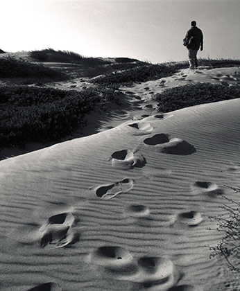 Foot steps in the sand